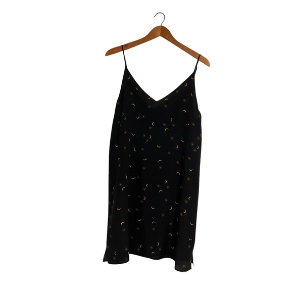 Rails Women's Silk Slip Dress Chemise Sz M Navy Gold Celestial Night Sky Whimsy - Picture 1 of 11